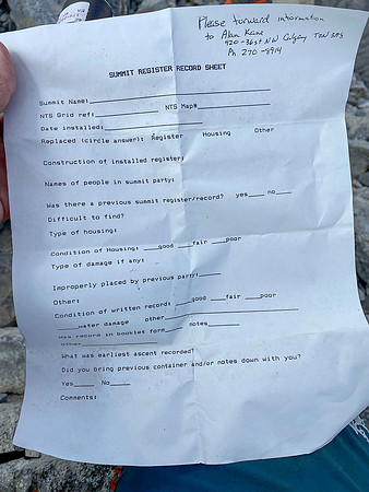 Old summit register.