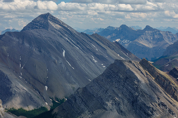 Mount Aylmer over Brocks Peak. Girouard and Inglismaldie at right.
