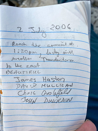Old summit register.