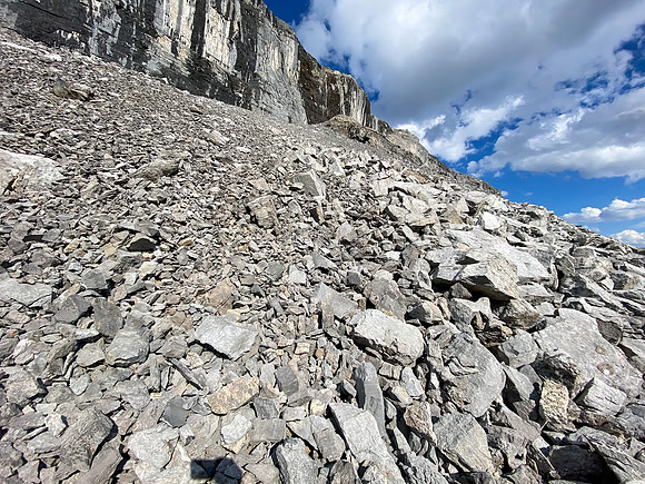 Ascending under the sweating cliffs.