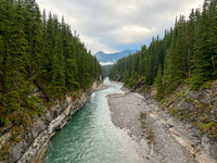 The Cascade River flows down from the mountains.