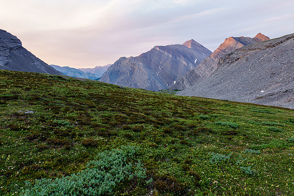 Sunrise on Mount Aylmer and Brocks Peak (R).