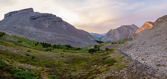 Hiking out of the Spectral Creek alpine meadows.