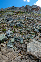 Steep rubble and slabs to the summit of Brocks Peak.