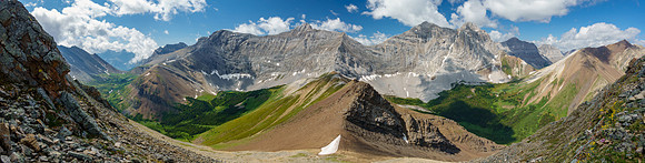 Views back down the SW ridge of Brocks. Aylmer Pass at left.