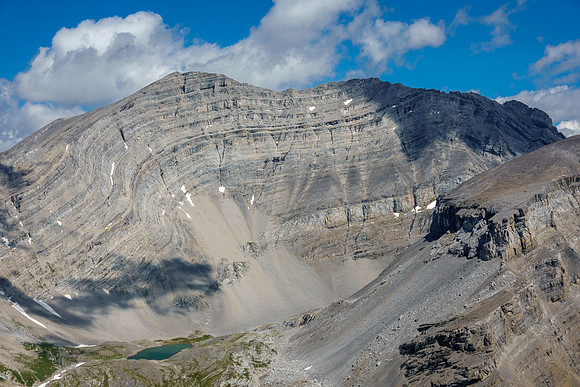 Lower Spectral Lake beneath the east face of Revenant Mountain which I ascend next.
