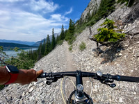 Biking back along the Lake Minnewanka singletrack.