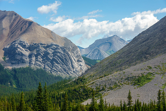 Views down a distant Spectral Creek valley.