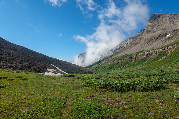 Hiking over Aylmer Pass.