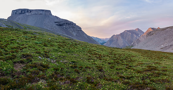 Hiking out of the Spectral Creek alpine meadows.