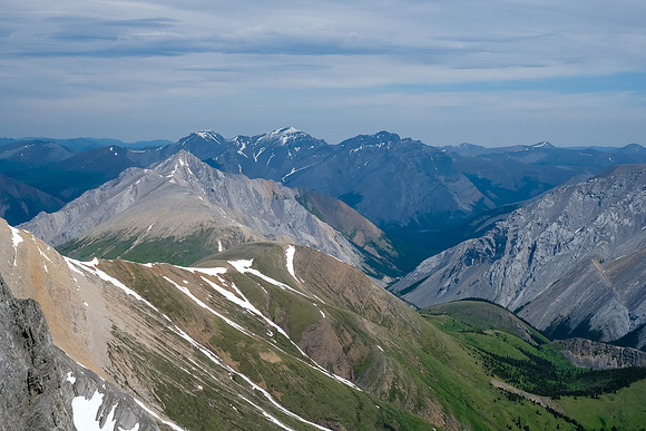 Views down Peters Creek at Mount Peters (L) and Lost Guide Peak (C).