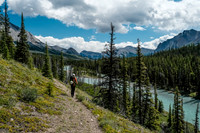 Hiking back along the Red Deer River.