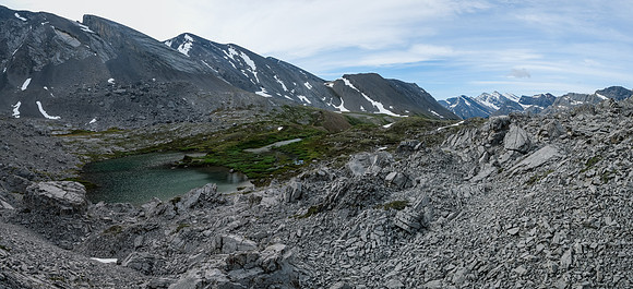 Hiking through a moonscape on our way to Bellow Peak.
