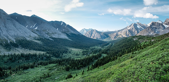Traversing into the NW valley of McConnell Creek.