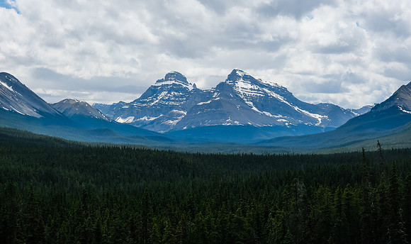Mount St. Bride (L) and Douglas over the Red Deer River valley.