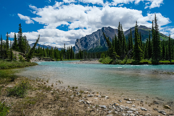 Looking back at Mount White along the Red Deer River.