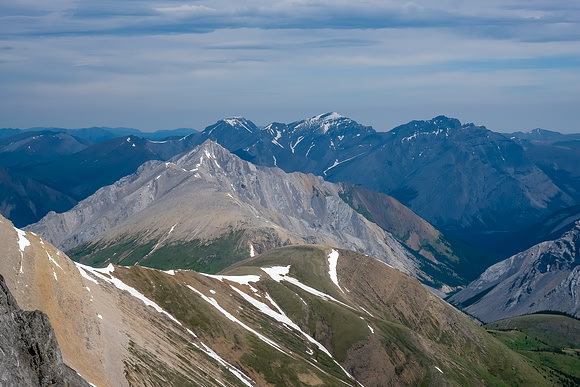Views down Peters Creek at Mount Peters (L) and Lost Guide Peak (C).