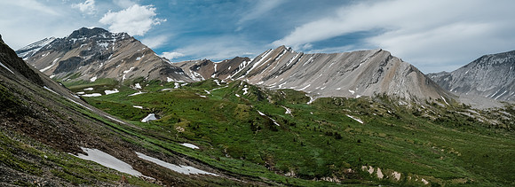 A high-line traverse above the McConnell meadows back to our bivy.