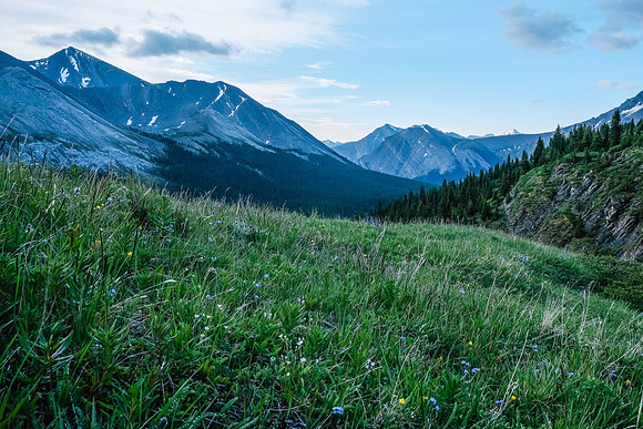 Traversing into the NW valley of McConnell Creek.