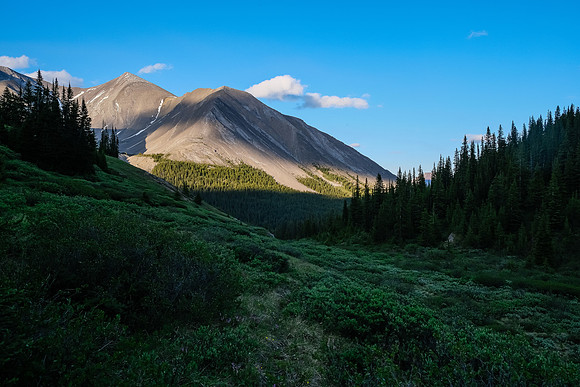 Ascending to our bivy, views back to Boar Station.