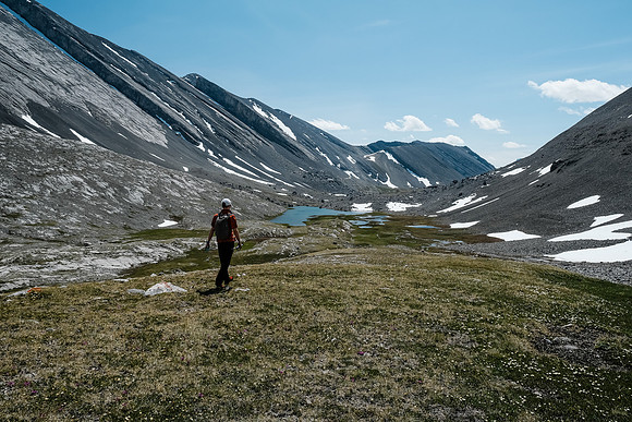 Returning to the meadows from Bellow Peak.