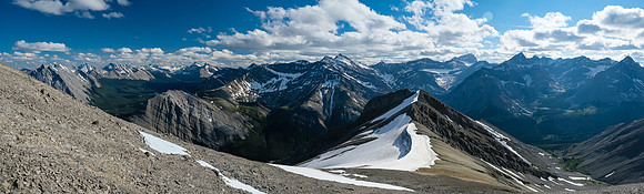 Views west from the ascent slopes of Boar Station include McConnell, Cataract, Bleat, Snort.