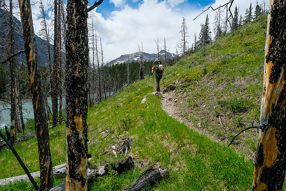 Hiking the Red Deer River trail.