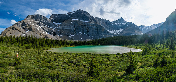 Our lovely bivy tarn with Bleat Peak rising above.
