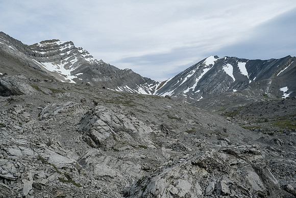 Hiking through a moonscape on our way to Bellow Peak.