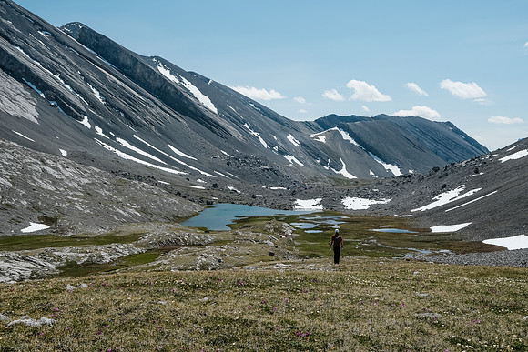 Returning to the meadows from Bellow Peak.