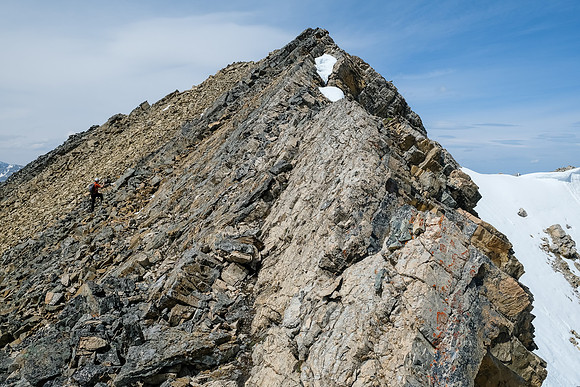 On the summit ridge.