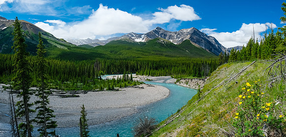 The Red Deer River and Prow Mountain.