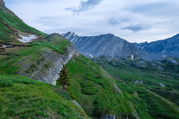 Traversing into the NW valley of McConnell Creek.
