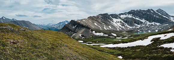 Hiking back to our bivy across the gorgeous McConnell meadows.