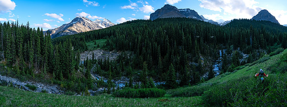 Traversing over the NW branch of McConnell Creek to our bivy.