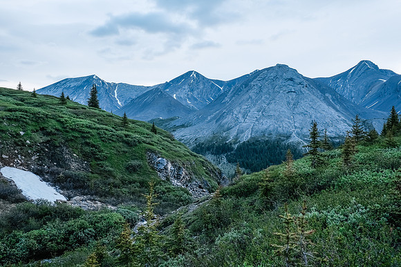 Traversing into the NW valley of McConnell Creek.
