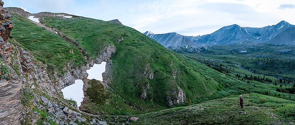 Traversing into the NW valley of McConnell Creek.