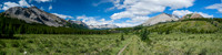 Crossing the open flats just east of Mount White (L) and Tyrell (R).