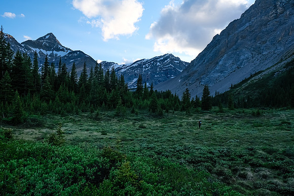 Ascending to our bivy under Bleat Peak.