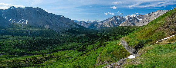Traversing into the NW valley of McConnell Creek.