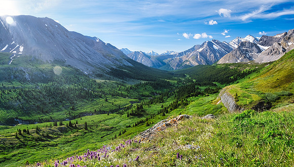 Traversing into the NW valley of McConnell Creek.