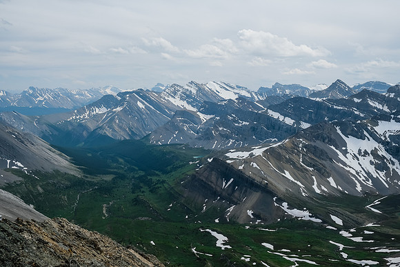 Mount McConnell at center and Bleat Peak the pointy one at right.