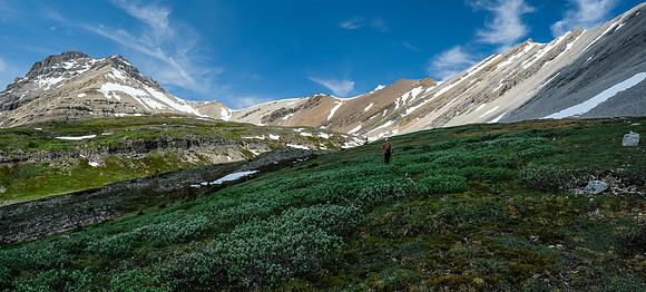 Traversing into the drainage towards Howl Peak.