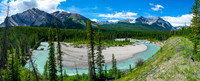 The Red Deer River, Mount White (L) and Prow Mountain.