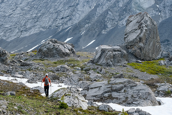 Hiking through a moonscape on our way to Bellow Peak.
