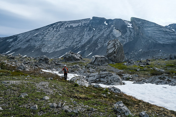 Hiking through a moonscape on our way to Bellow Peak.