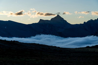 Clouds over Clearwater Pass, looking towards Dip Slope Mountain.