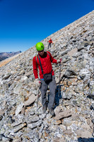 Descending rubble and scree on the SW face of Clearwater.