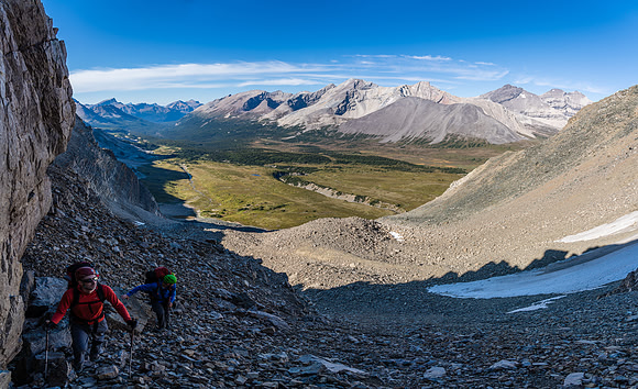 Views back down Quartzite Col to Clearwater and Kentigern.