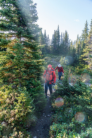 The trail is overgrown enough that we got absolutely soaked from the morning dew.
